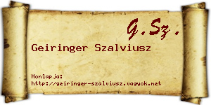 Geiringer Szalviusz névjegykártya